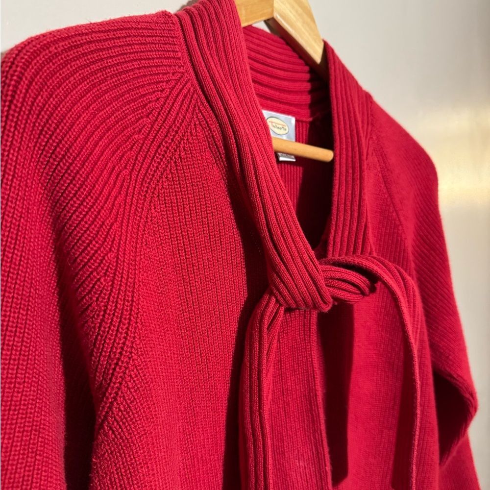 Sale! Red Vintage Talbots Tie-Neck Sweater Y2K Size S VGUC - Picture 4 of 6